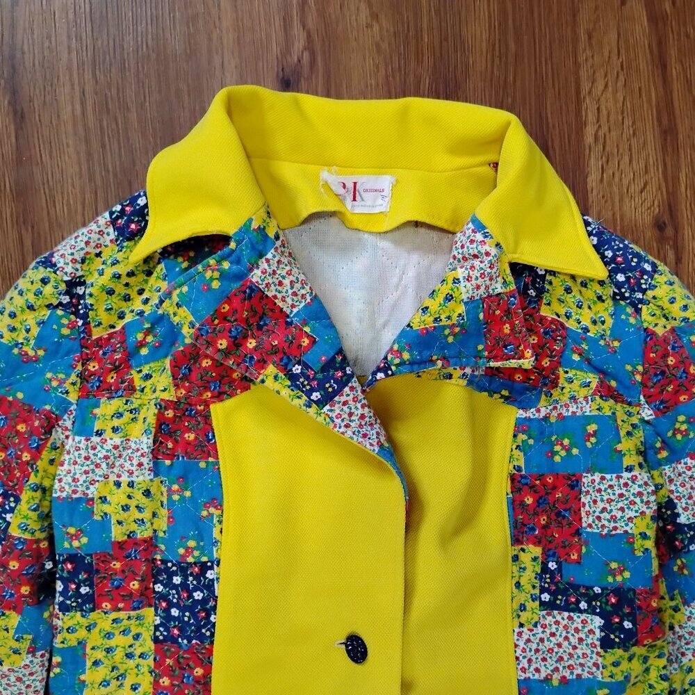 Vintage R&K Originals Flower Power Patchwork Western Polyester Shirt